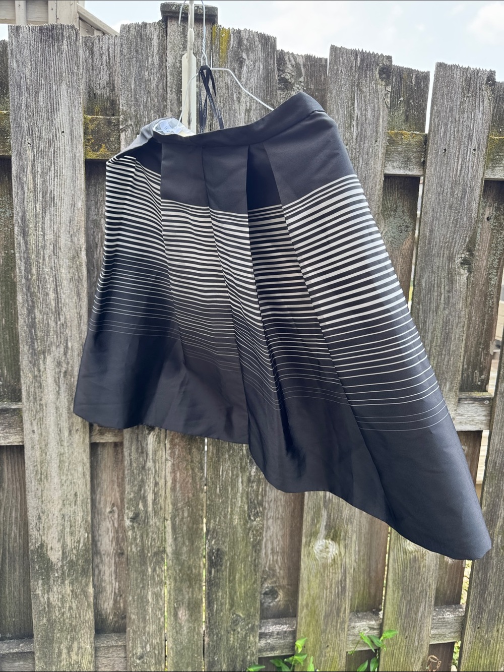 Calvin Klein Black and White A-Line Striped Skirt